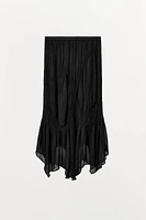 ASYMMETRIC SKIRT WITH TEXTURED RUCHING