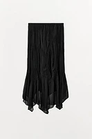 ASYMMETRIC SKIRT WITH TEXTURED RUCHING