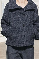 WOOL BLEND HERRINGBONE CROPPED COAT ZW COLLECTION