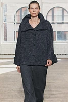 WOOL BLEND HERRINGBONE CROPPED COAT ZW COLLECTION