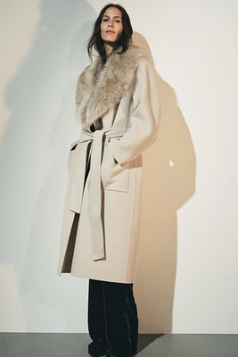 FAUX FUR WOOL BLEND COAT ZW COLLECTION