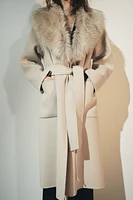 FAUX FUR WOOL BLEND COAT ZW COLLECTION