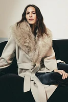 FAUX FUR WOOL BLEND COAT ZW COLLECTION