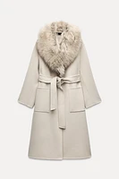 FAUX FUR WOOL BLEND COAT ZW COLLECTION