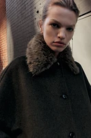 FAUX FUR COLLAR CROPPED COAT ZW COLLECTION