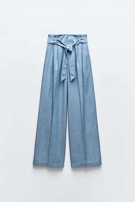 WIDE LEG BELTED PANTS