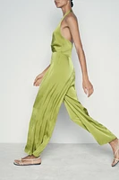 SATIN EFFECT HALTER JUMPSUIT