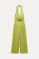 SATIN EFFECT HALTER JUMPSUIT