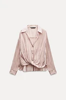 KNOTTED SATIN EFFECT SHIRT