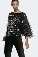 FRINGED TOP WITH SEQUINS