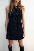 TEXTURED FLOWER SEQUIN DRESS