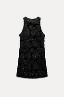 TEXTURED FLOWER SEQUIN DRESS