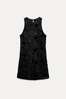 TEXTURED FLOWER SEQUIN DRESS