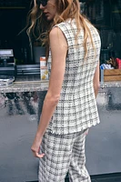 TEXTURED PLAID WAISTCOAT