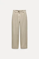 LINEN BLEND WIDE LEG PANTS