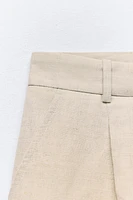 LINEN BLEND PLEATED SHORTS