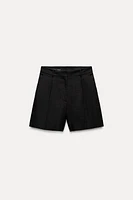 HIGH RISE LINEN BLEND SHORTS