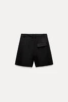 HIGH RISE LINEN BLEND SHORTS