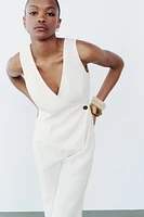 ASYMMETRIC CREPE VEST JUMPSUIT