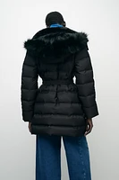 WATER AND WIND PROTECTION HOODED BELTED DOWN JACKET