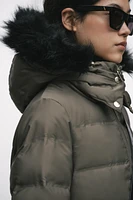 WIND PROTECTION MID-LENGTH HOODED DOWN JACKET