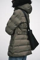 WIND PROTECTION MID-LENGTH HOODED DOWN JACKET