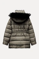 WIND PROTECTION MID-LENGTH HOODED DOWN JACKET