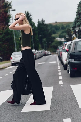 WIDE LEG SLIT PANTS