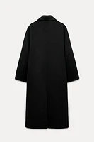 DOUBLE BREASTED WOOL BLEND OVERSIZED COAT