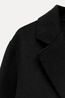 DOUBLE BREASTED WOOL BLEND OVERSIZED COAT