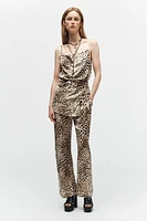 ZARA WOMAN COLLECTION<br/><br/>Top with draped neckline and spaghetti straps. Adjustable tied self belt. Asymmetric hem.