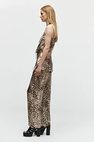 ZARA WOMAN COLLECTION<br/><br/>Top with draped neckline and spaghetti straps. Adjustable tied self belt. Asymmetric hem.