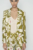 LINEN BLEND FLORAL PRINT BLAZER