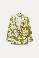 LINEN BLEND FLORAL PRINT BLAZER