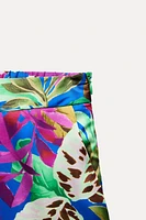 SATIN EFFECT TROPICAL PRINT PANTS