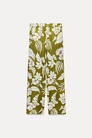 LINEN BLEND FLORAL PRINT PANTS