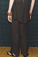 WRINKLED LINEN BLEND PANTS ZW COLLECTION