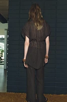 WRINKLED LINEN BLEND PANTS ZW COLLECTION