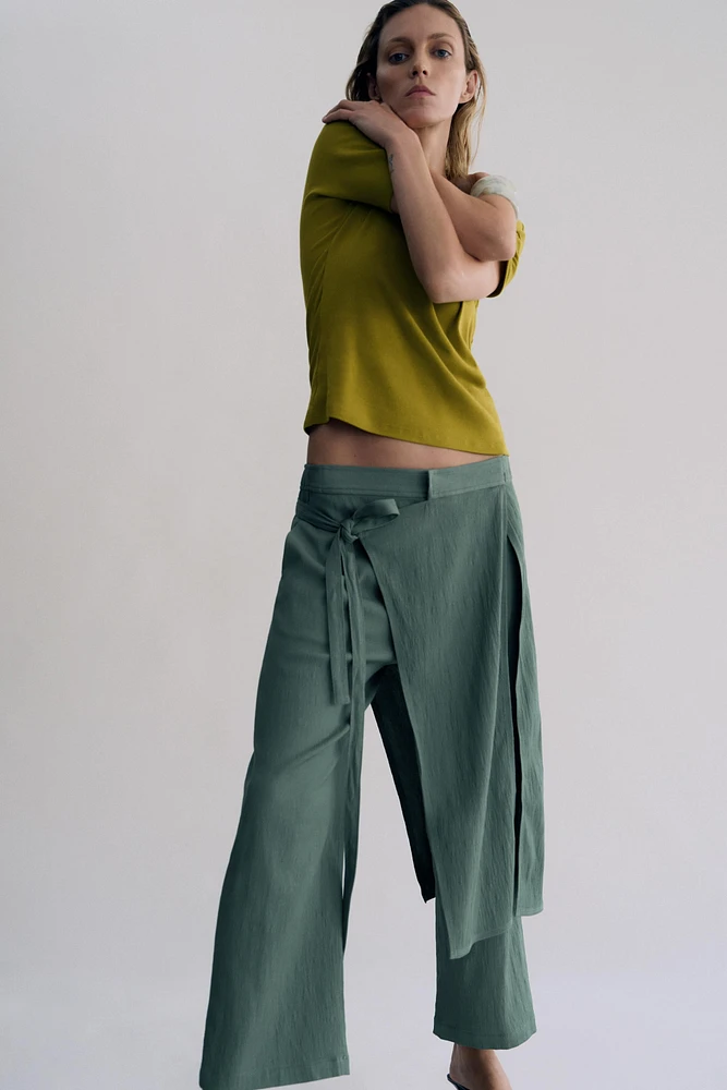 WRAP FRONT STRAIGHT LEG PANTS ZW COLLECTION