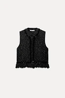 FRINGED SEQUIN KNIT VEST