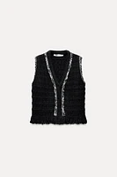 FRAYED KNIT SWEATER VEST