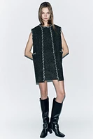 KNIT VEST WITH SEQUINS AND PASSEMENTERIE