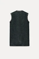 KNIT VEST WITH SEQUINS AND PASSEMENTERIE