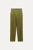 LINEN BLEND PLEATED PANTS