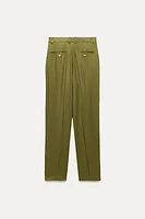 LINEN BLEND PLEATED PANTS