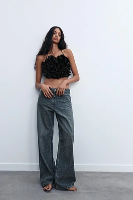 RELAXED MID-RISE TRF SPARKLE JEANS