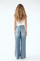 TRF HIGH RISE WIDE LEG CROSSOVER WAISTBAND JEANS