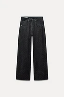 MID-RISE STUDDED TRF RELAXED JEANS