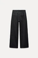 MID-RISE STUDDED TRF RELAXED JEANS