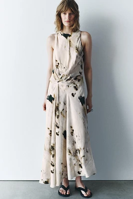 DRAPED PRINTED DRESS ZW COLLECTION